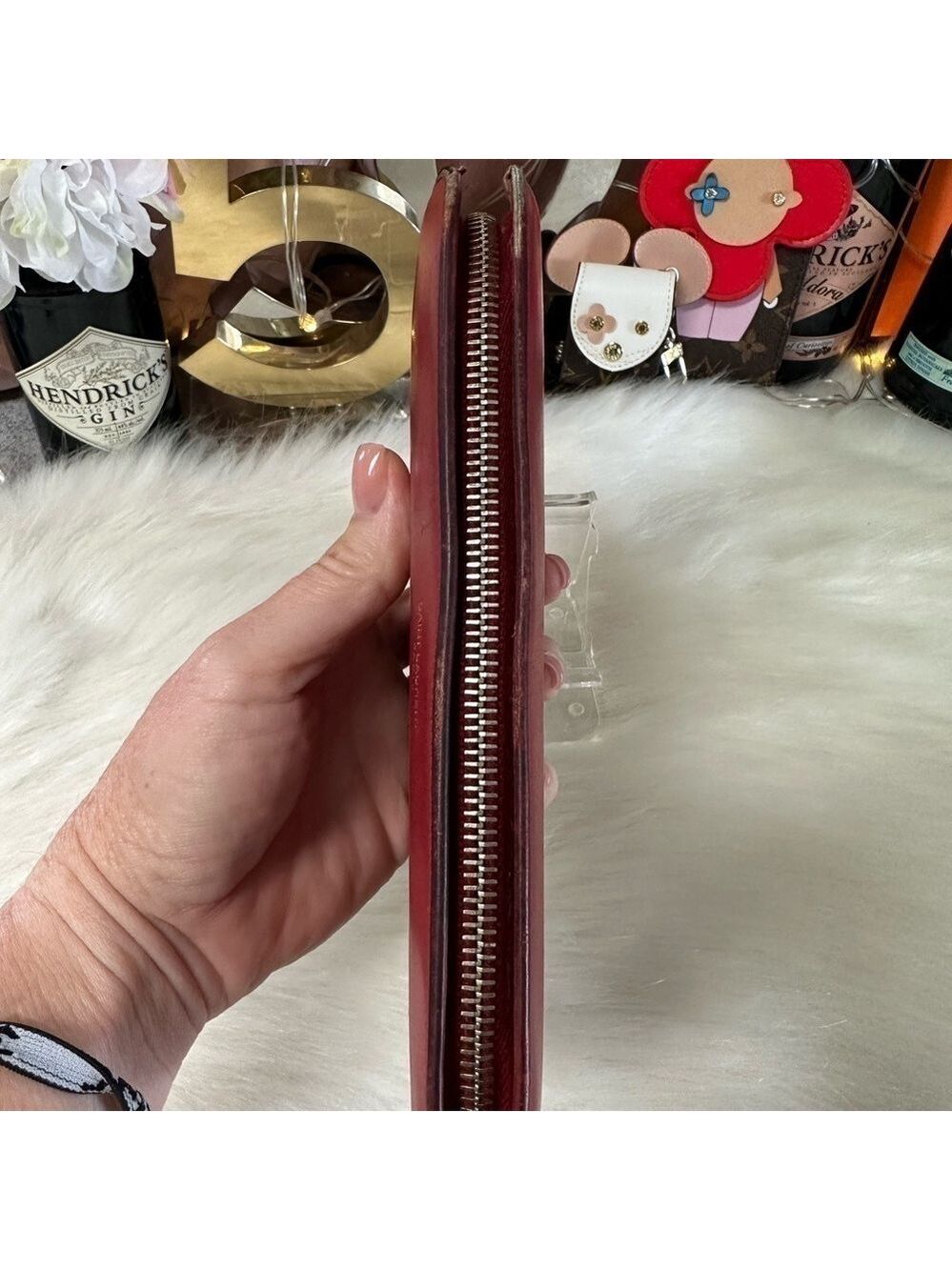 SAINT LAURENT PARIS RED LEATHER ZIP AROUND LONG WALLET YSL ITALIAN DESIGNER - Picture 12 of 16